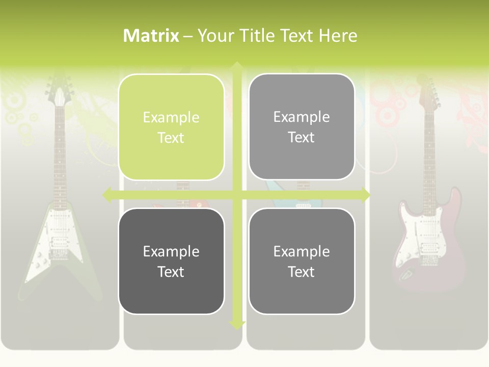 A Group Of Four Guitars With Different Colors PowerPoint Template