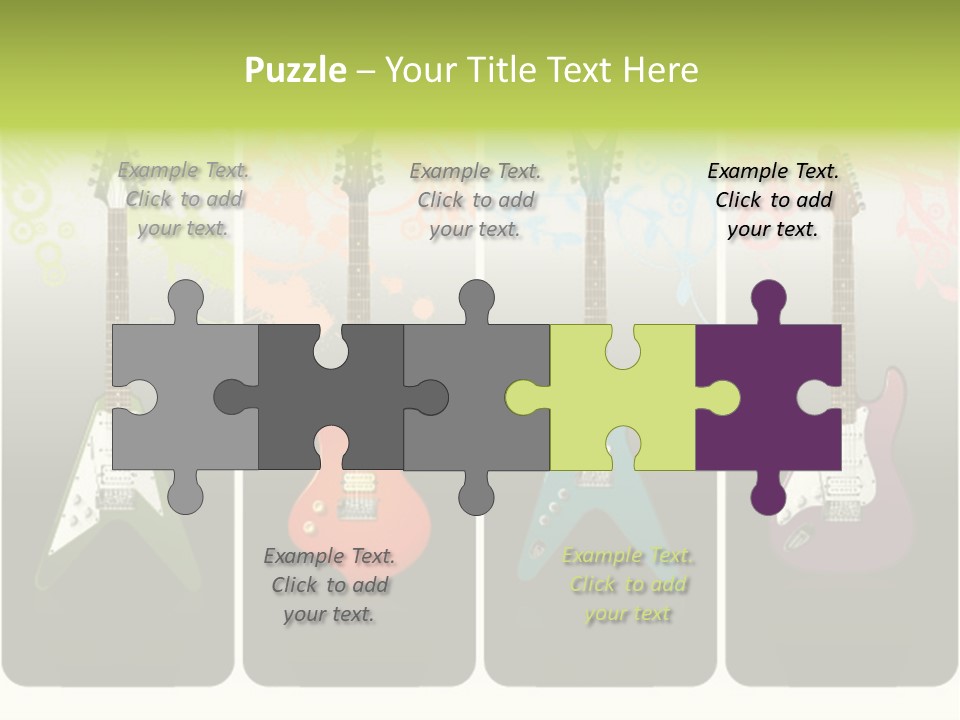 A Group Of Four Guitars With Different Colors PowerPoint Template