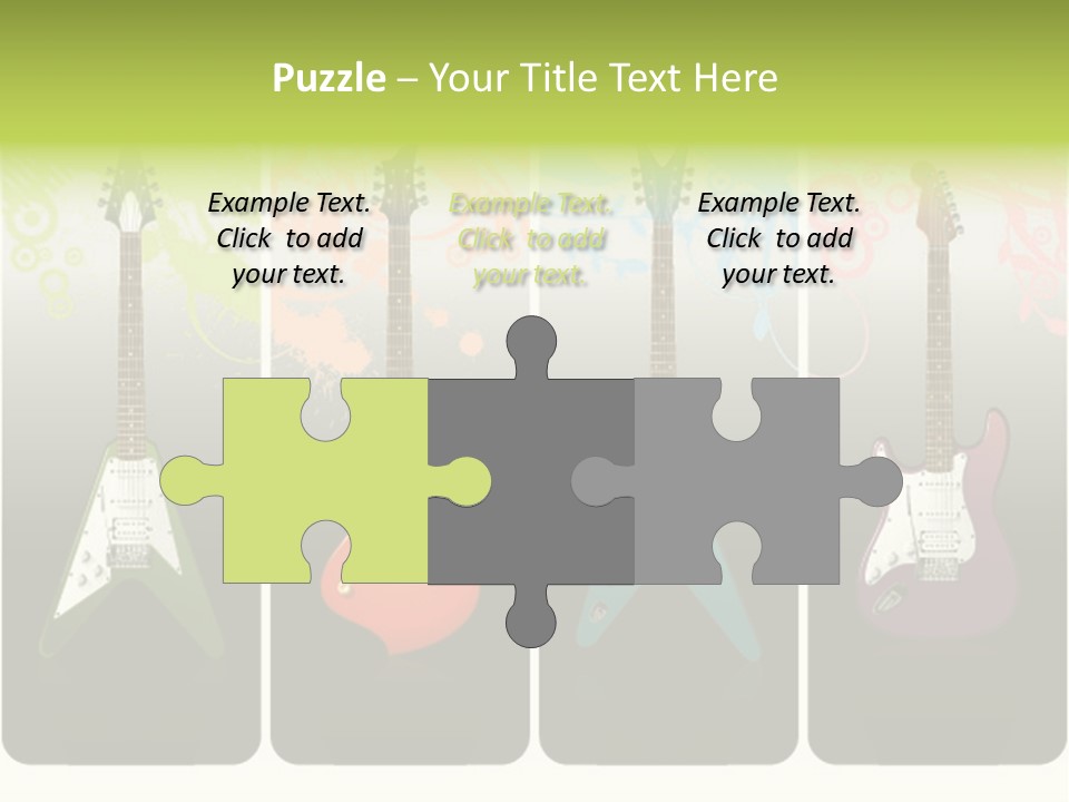 A Group Of Four Guitars With Different Colors PowerPoint Template