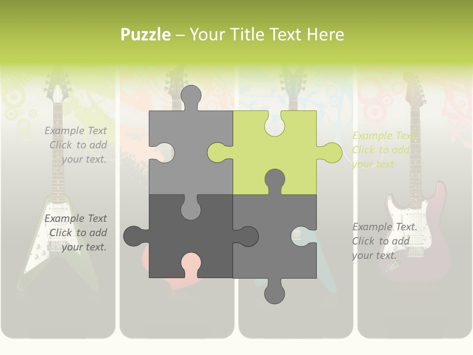 A Group Of Four Guitars With Different Colors PowerPoint Template