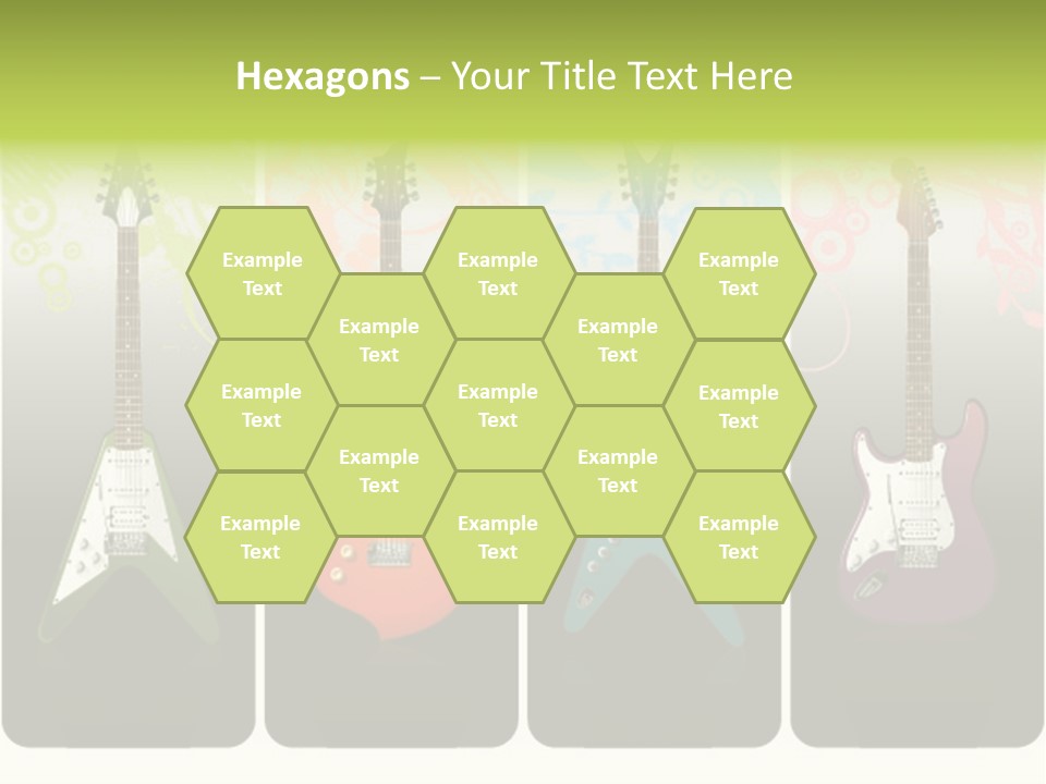 A Group Of Four Guitars With Different Colors PowerPoint Template