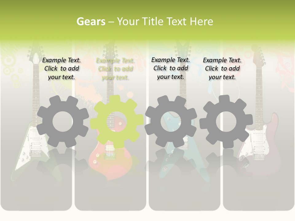 A Group Of Four Guitars With Different Colors PowerPoint Template