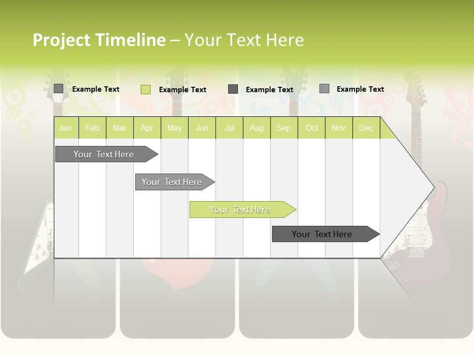A Group Of Four Guitars With Different Colors PowerPoint Template