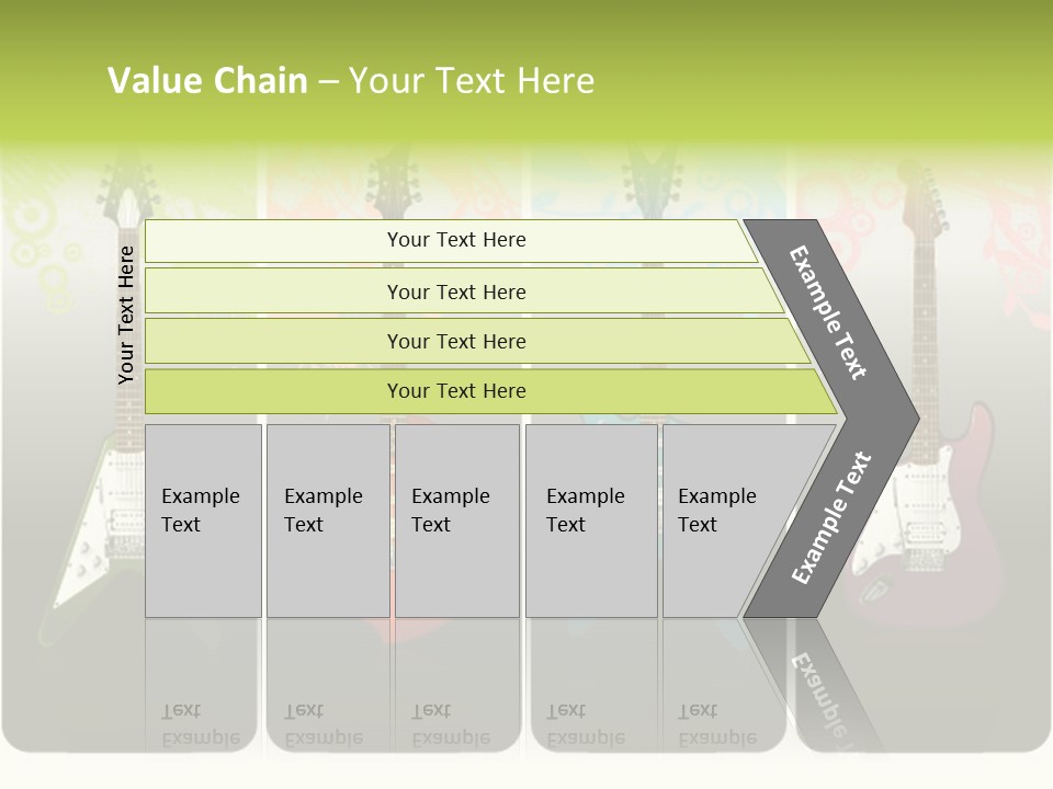A Group Of Four Guitars With Different Colors PowerPoint Template