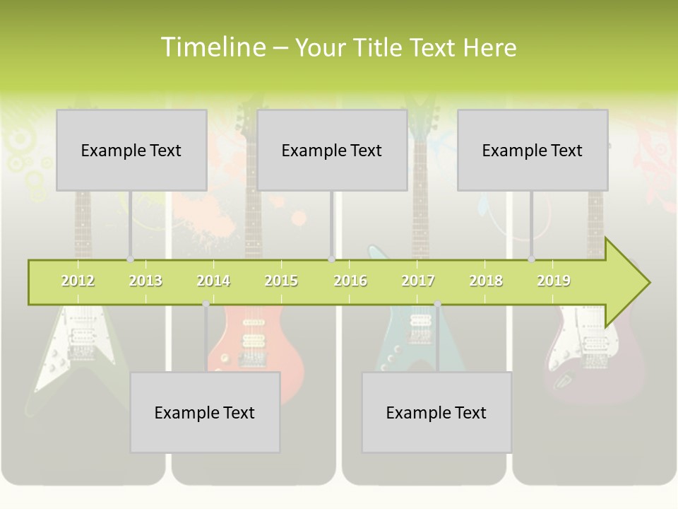 A Group Of Four Guitars With Different Colors PowerPoint Template