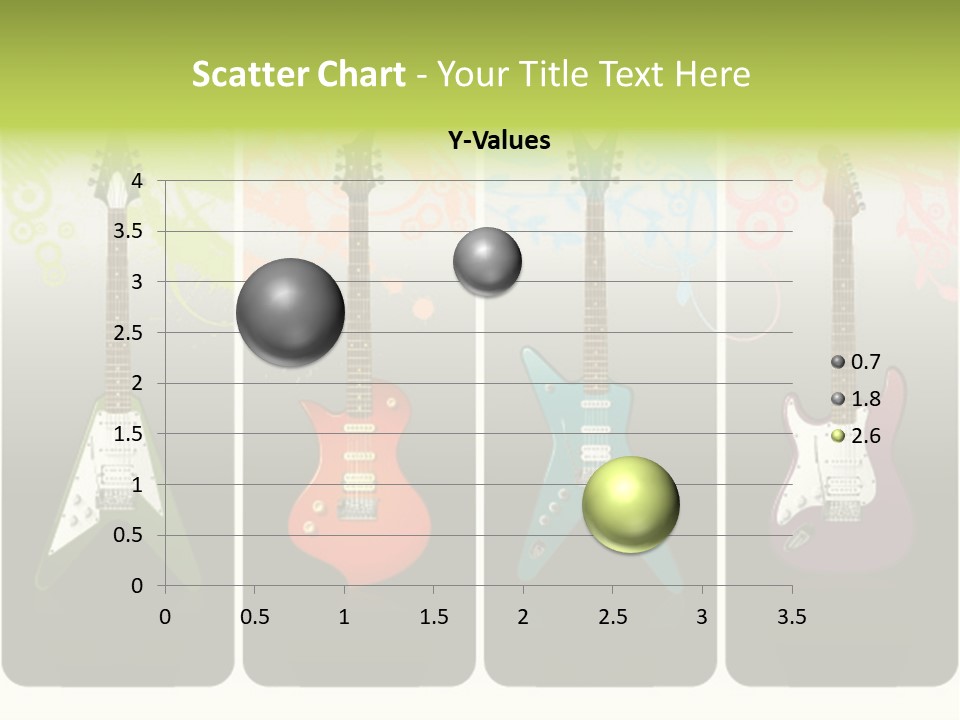 A Group Of Four Guitars With Different Colors PowerPoint Template