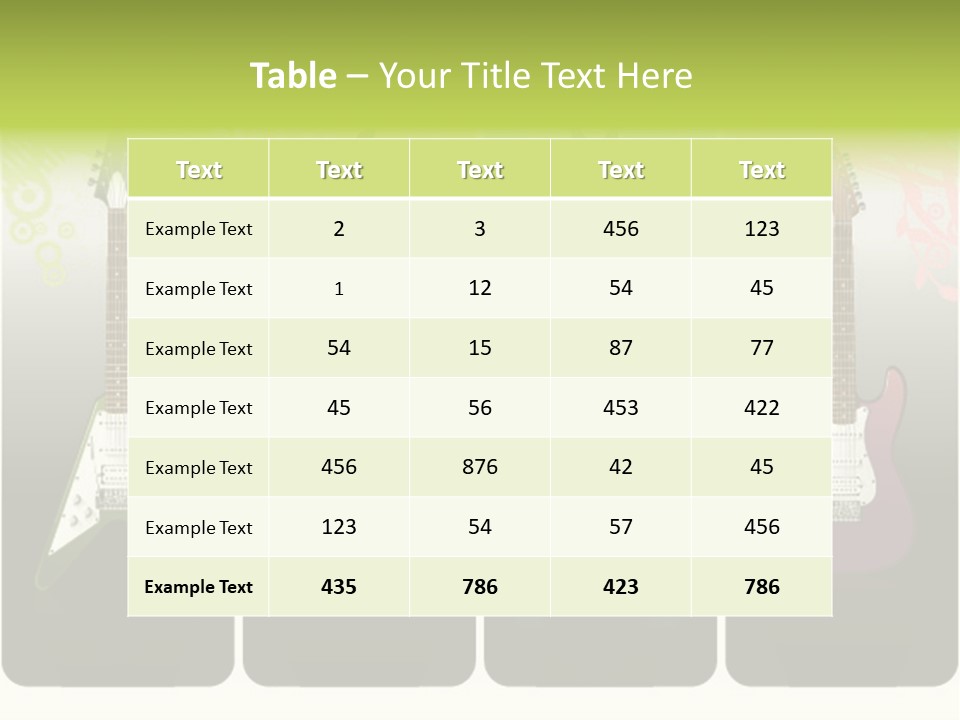 A Group Of Four Guitars With Different Colors PowerPoint Template