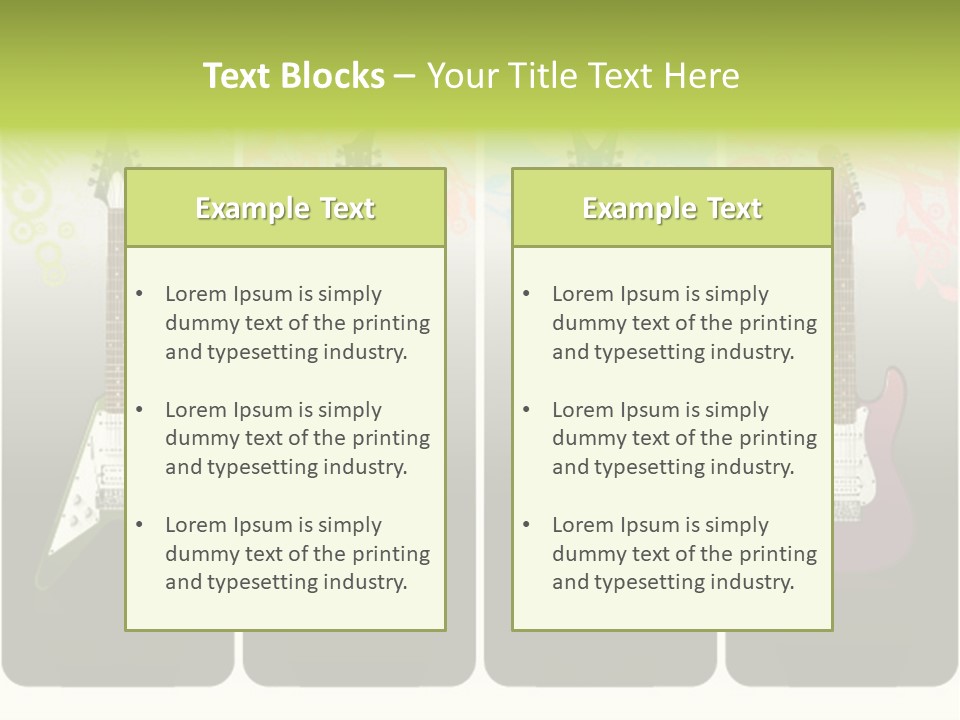 A Group Of Four Guitars With Different Colors PowerPoint Template