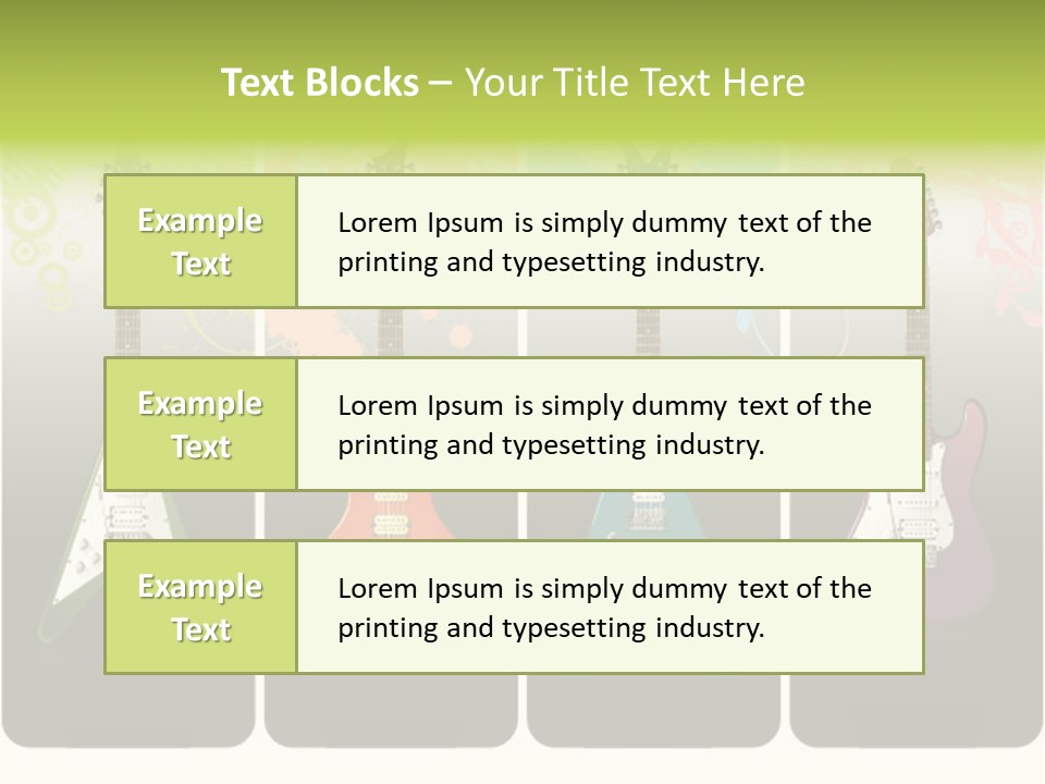 A Group Of Four Guitars With Different Colors PowerPoint Template