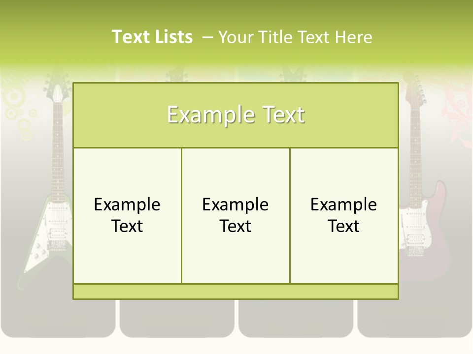 A Group Of Four Guitars With Different Colors PowerPoint Template