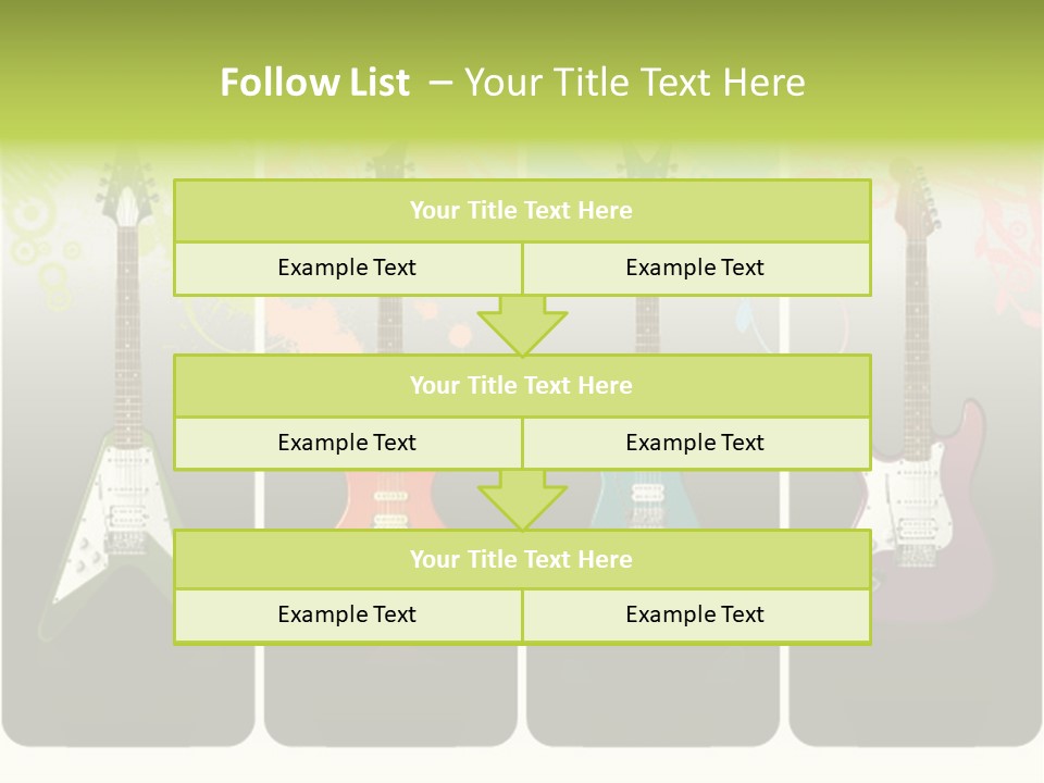 A Group Of Four Guitars With Different Colors PowerPoint Template
