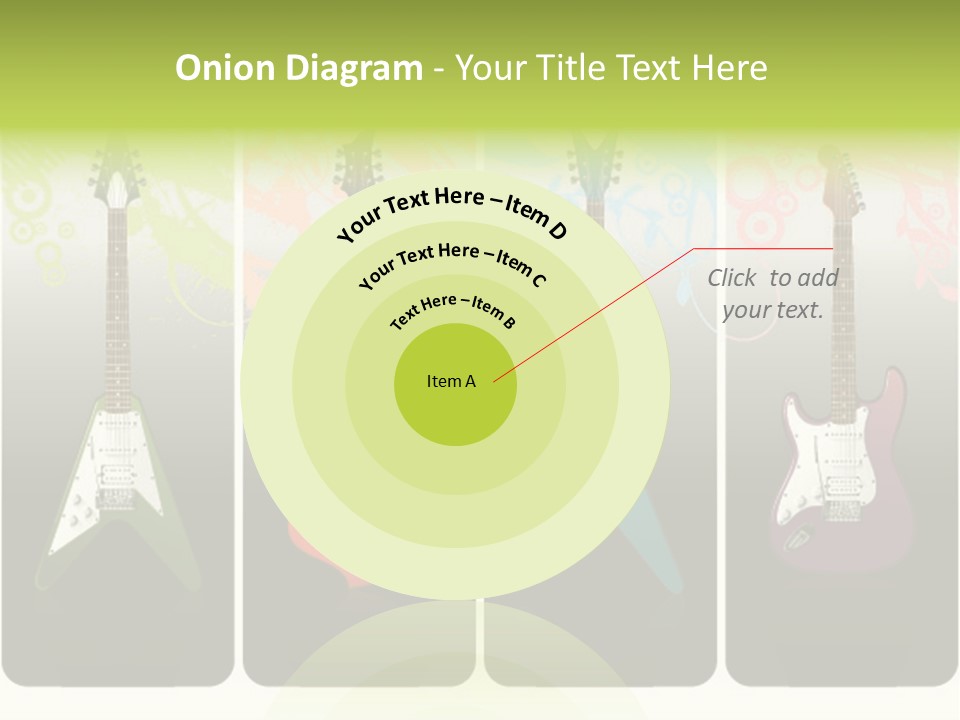 A Group Of Four Guitars With Different Colors PowerPoint Template