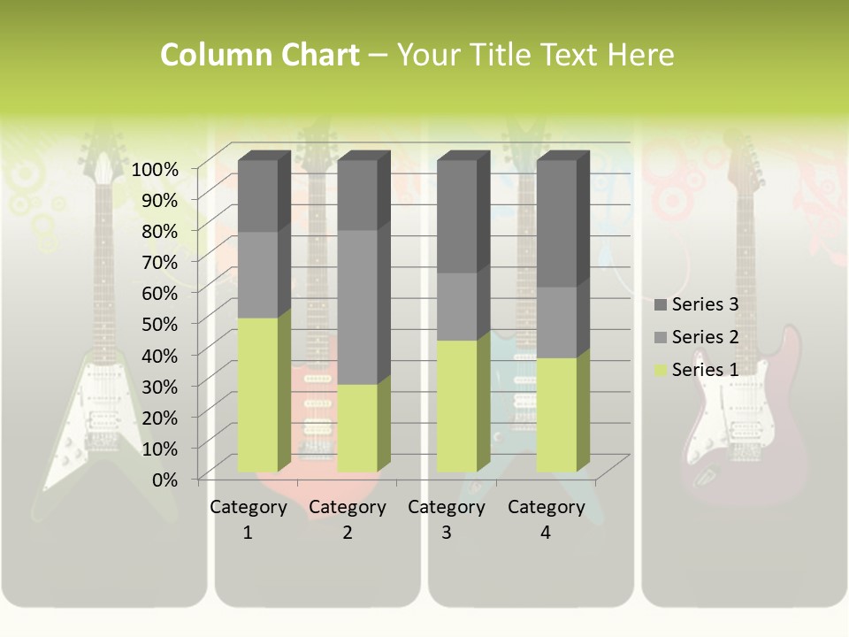 A Group Of Four Guitars With Different Colors PowerPoint Template