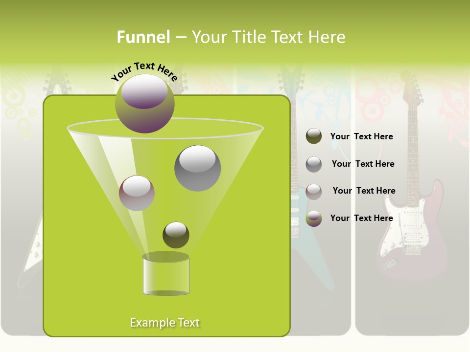 A Group Of Four Guitars With Different Colors PowerPoint Template