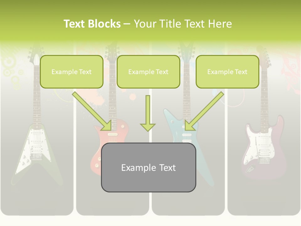 A Group Of Four Guitars With Different Colors PowerPoint Template