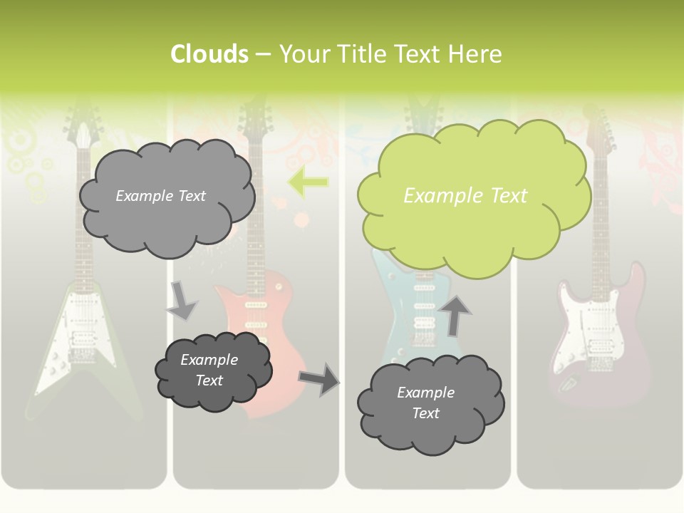 A Group Of Four Guitars With Different Colors PowerPoint Template