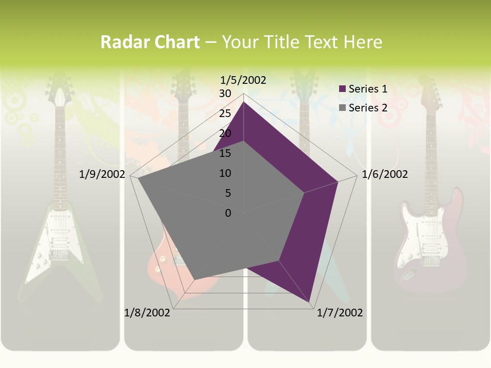 A Group Of Four Guitars With Different Colors PowerPoint Template