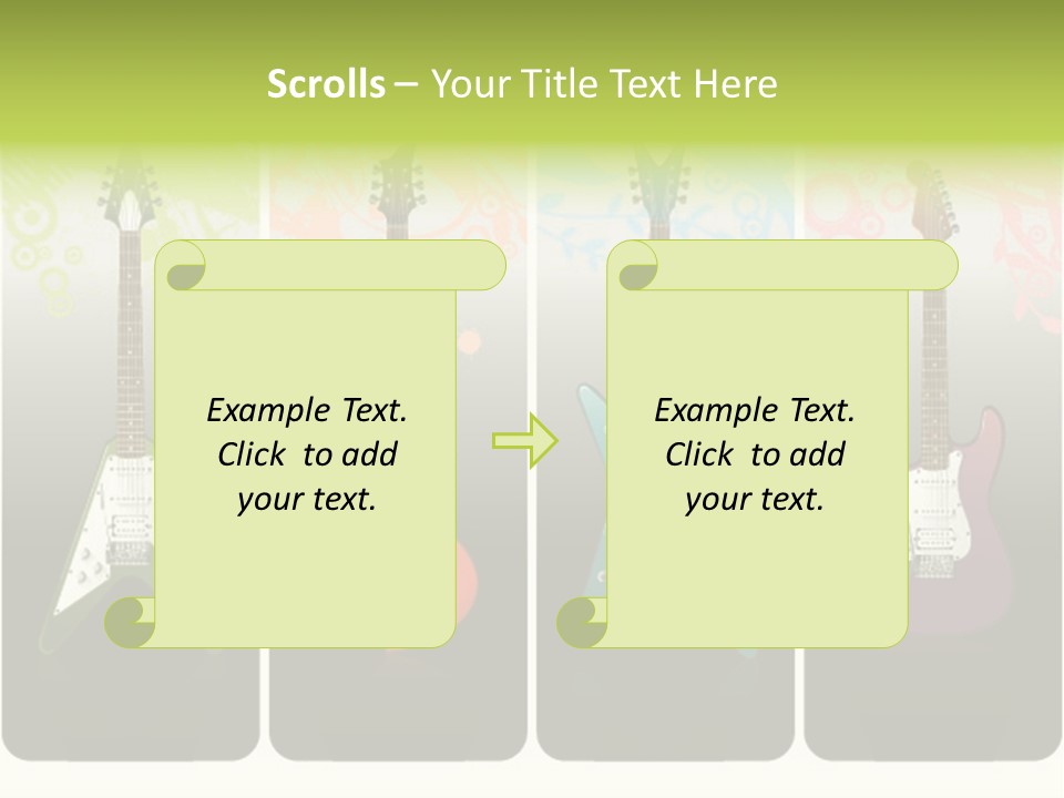 A Group Of Four Guitars With Different Colors PowerPoint Template