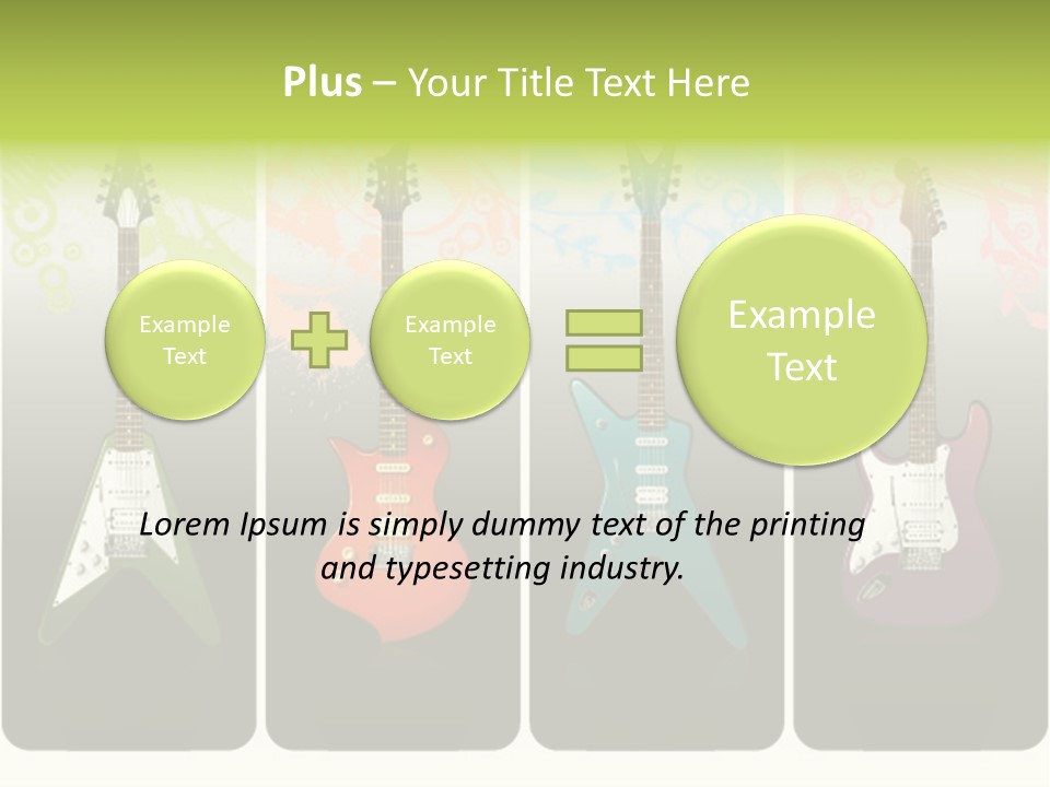 A Group Of Four Guitars With Different Colors PowerPoint Template