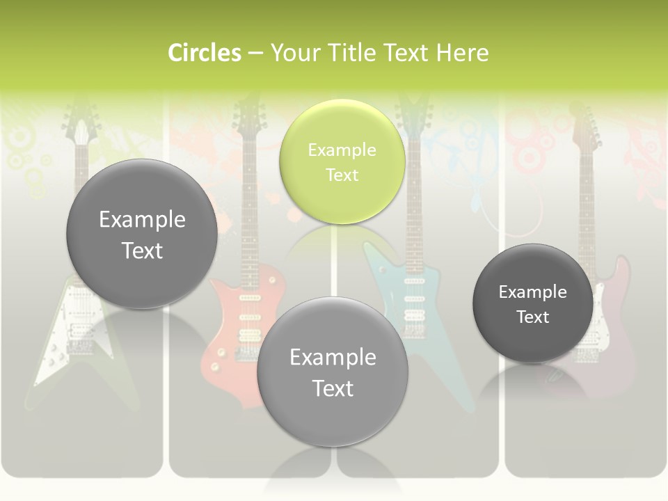 A Group Of Four Guitars With Different Colors PowerPoint Template