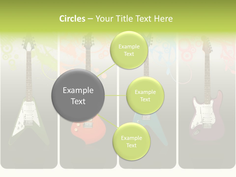A Group Of Four Guitars With Different Colors PowerPoint Template