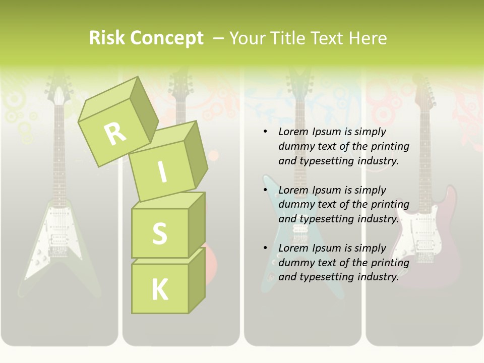 A Group Of Four Guitars With Different Colors PowerPoint Template