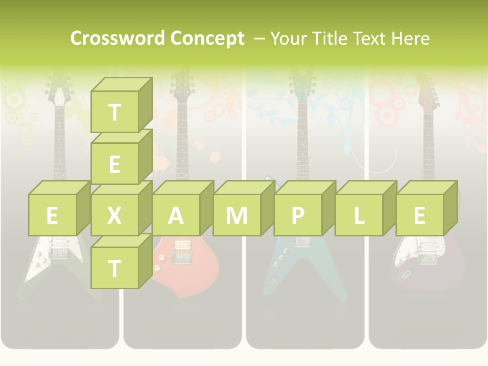 A Group Of Four Guitars With Different Colors PowerPoint Template