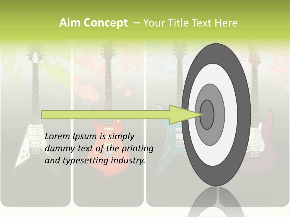 A Group Of Four Guitars With Different Colors PowerPoint Template