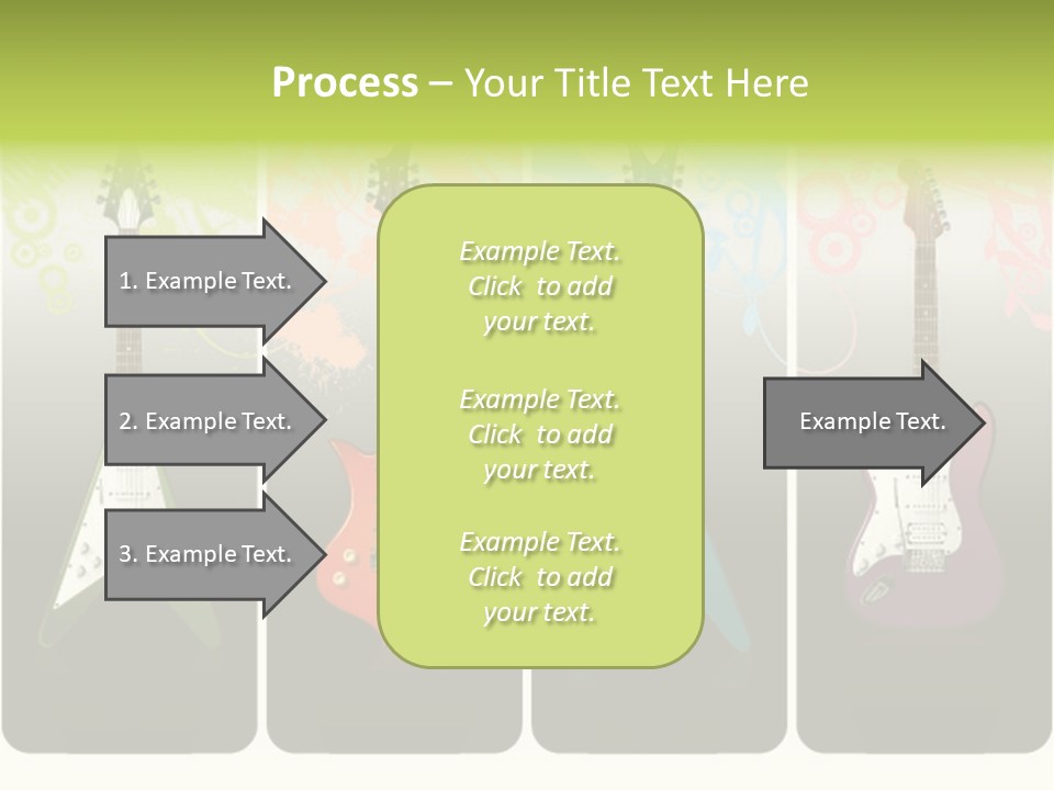 A Group Of Four Guitars With Different Colors PowerPoint Template
