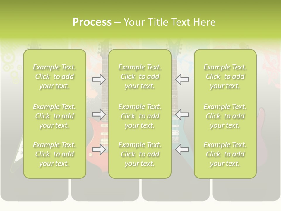 A Group Of Four Guitars With Different Colors PowerPoint Template