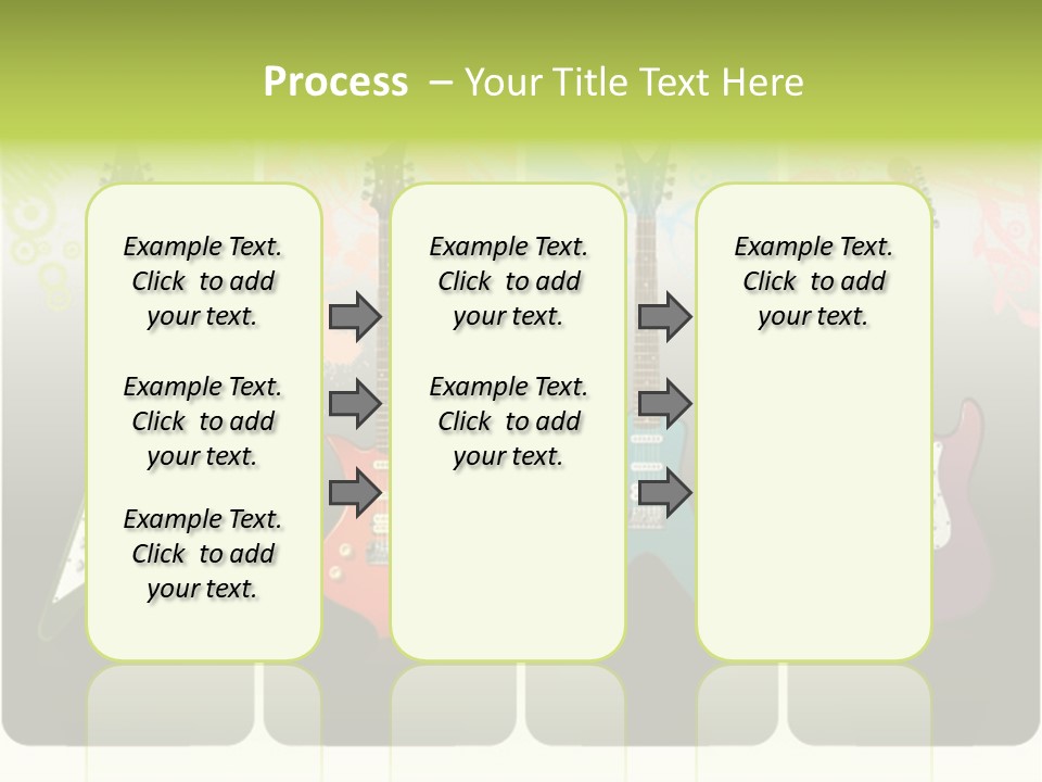 A Group Of Four Guitars With Different Colors PowerPoint Template