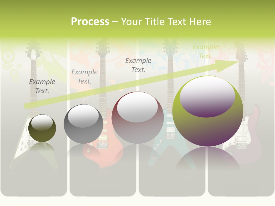 A Group Of Four Guitars With Different Colors PowerPoint Template