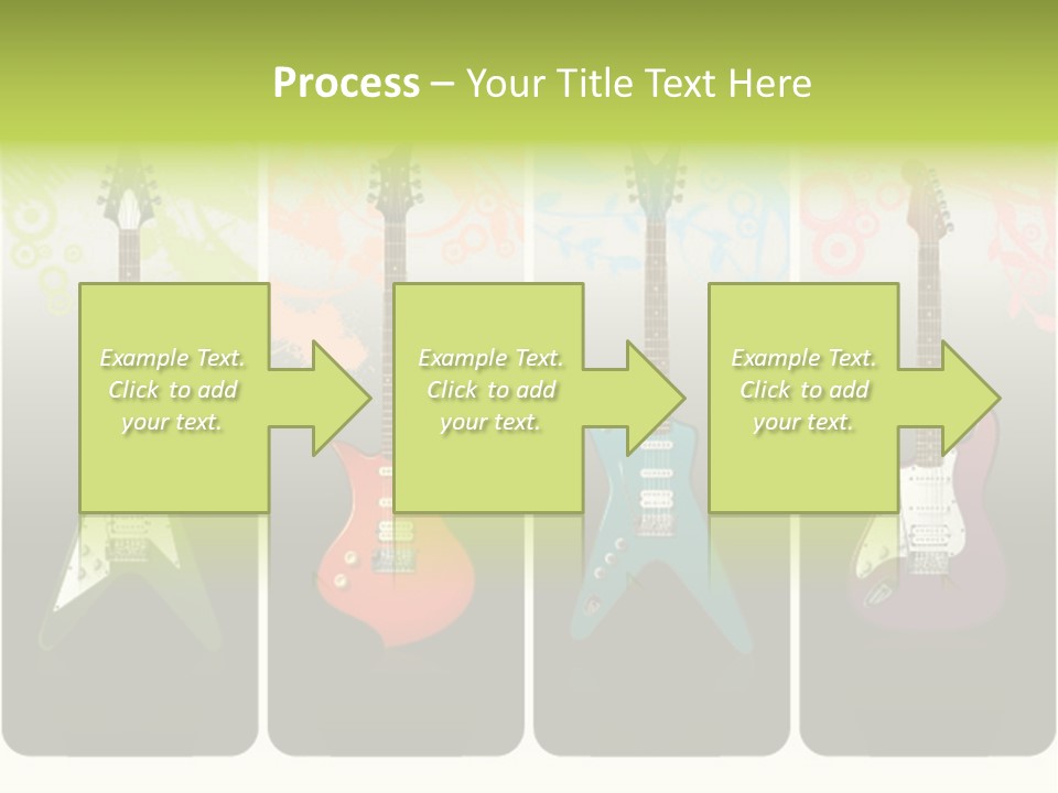 A Group Of Four Guitars With Different Colors PowerPoint Template