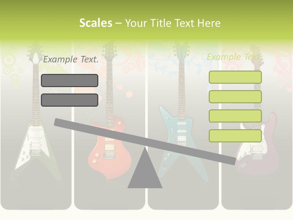 A Group Of Four Guitars With Different Colors PowerPoint Template