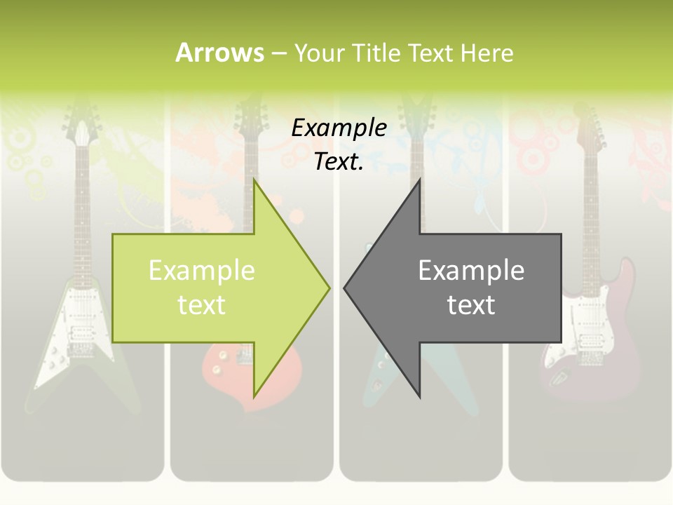 A Group Of Four Guitars With Different Colors PowerPoint Template