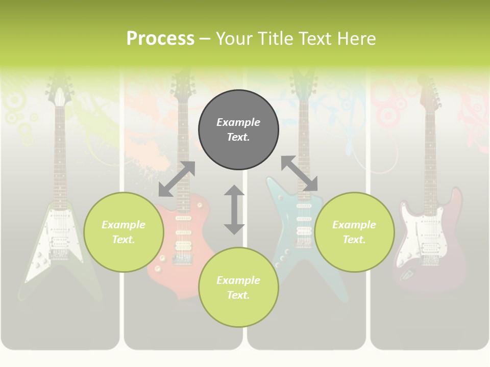 A Group Of Four Guitars With Different Colors PowerPoint Template
