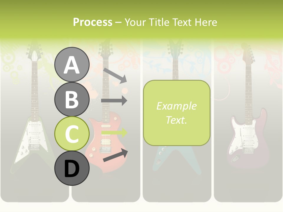 A Group Of Four Guitars With Different Colors PowerPoint Template