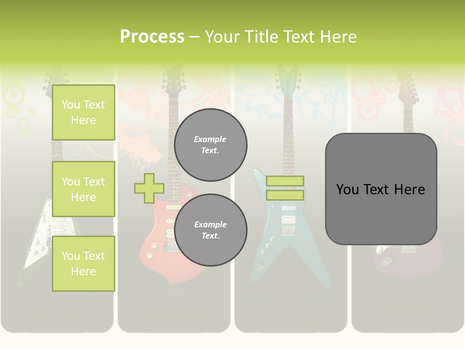 A Group Of Four Guitars With Different Colors PowerPoint Template
