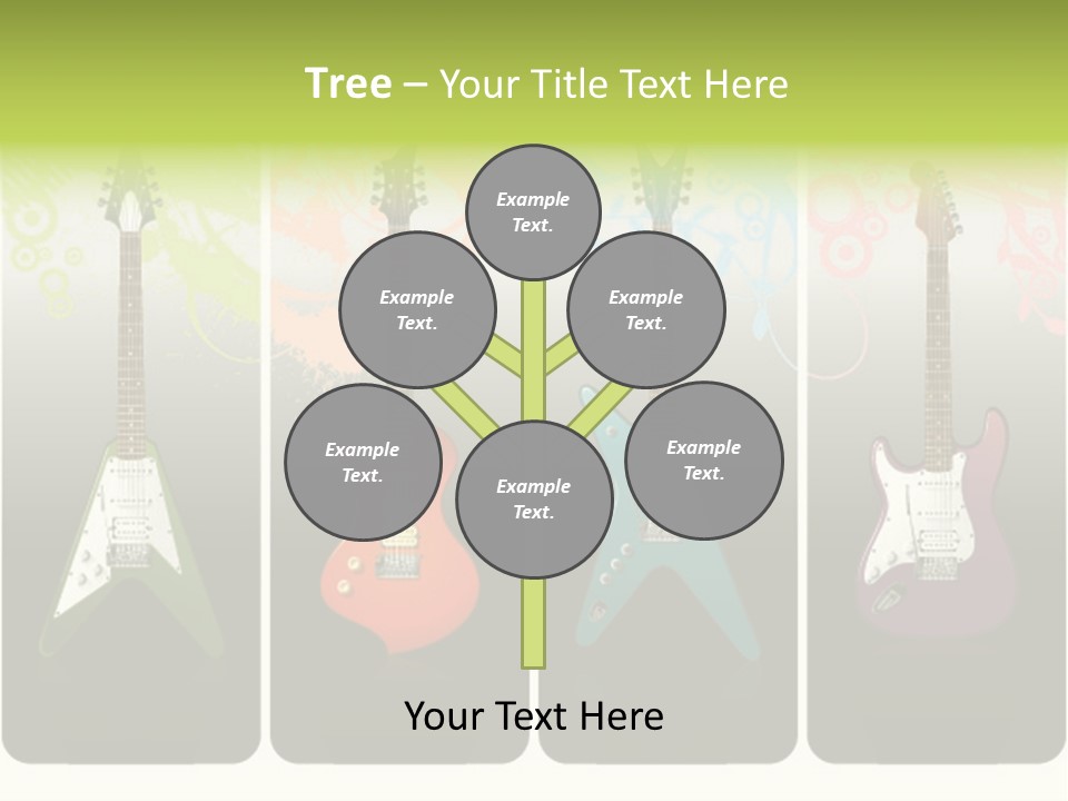 A Group Of Four Guitars With Different Colors PowerPoint Template