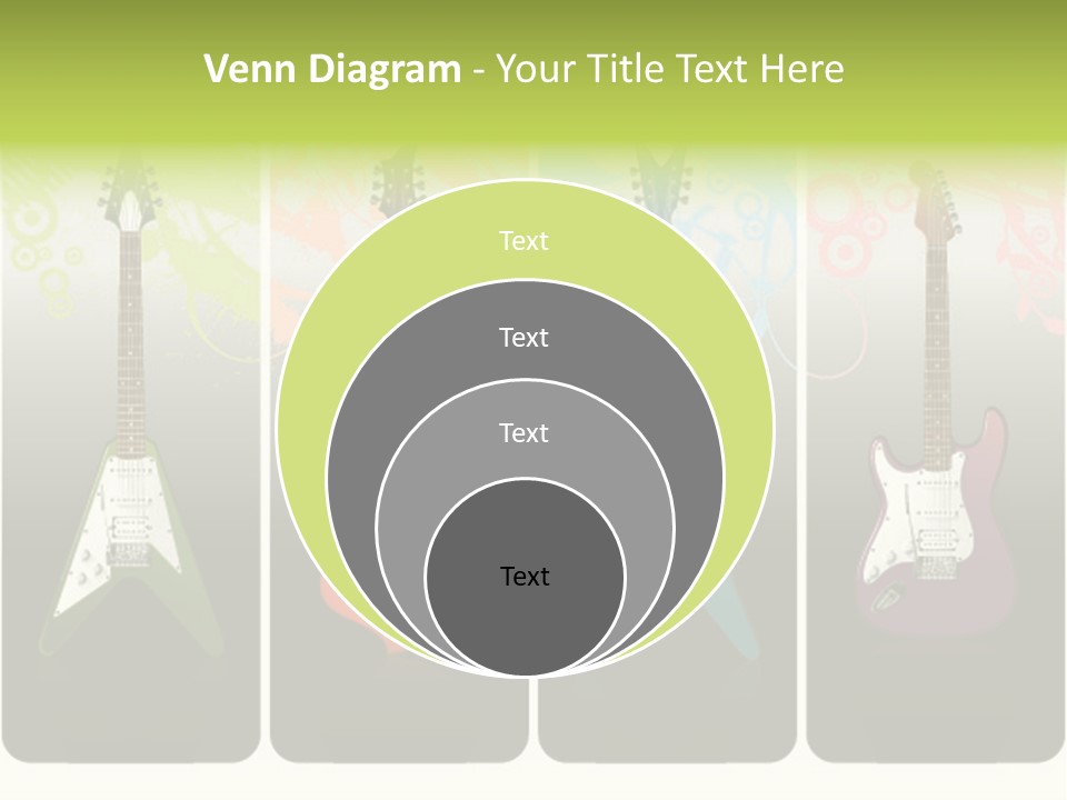 A Group Of Four Guitars With Different Colors PowerPoint Template