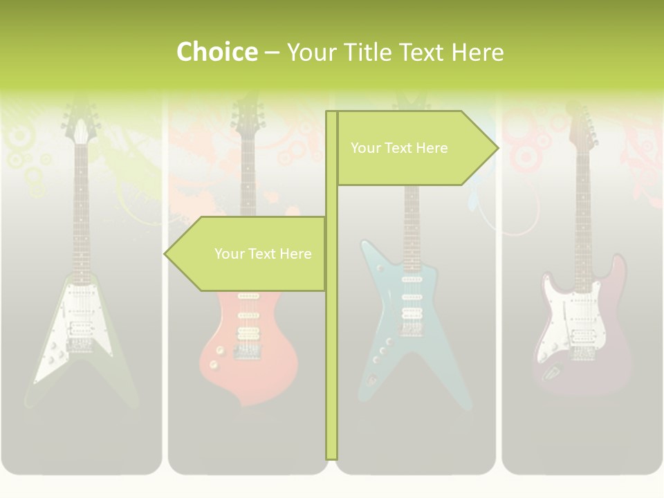 A Group Of Four Guitars With Different Colors PowerPoint Template