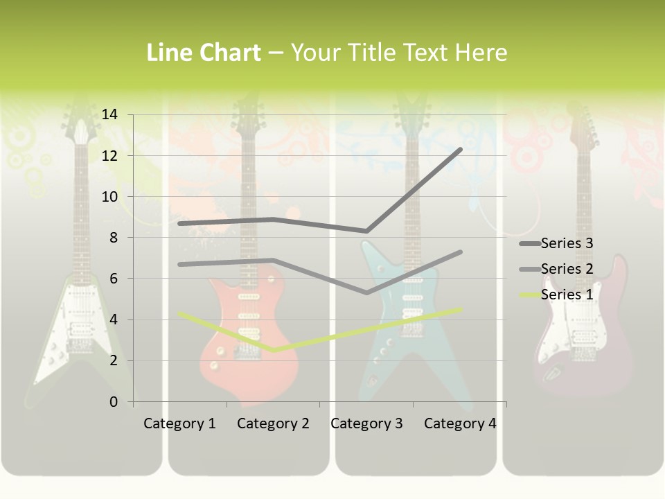 A Group Of Four Guitars With Different Colors PowerPoint Template