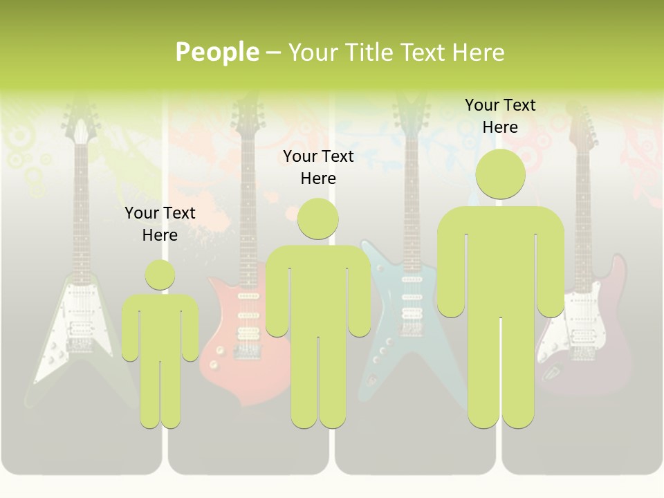 A Group Of Four Guitars With Different Colors PowerPoint Template