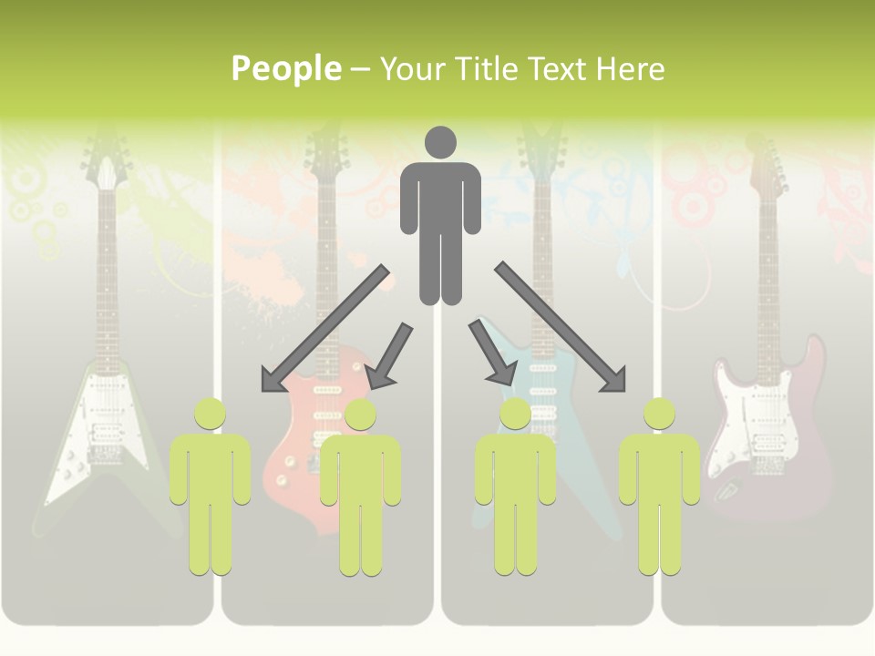 A Group Of Four Guitars With Different Colors PowerPoint Template