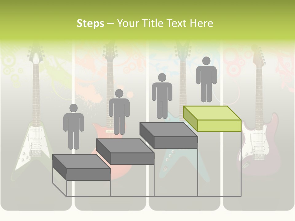 A Group Of Four Guitars With Different Colors PowerPoint Template