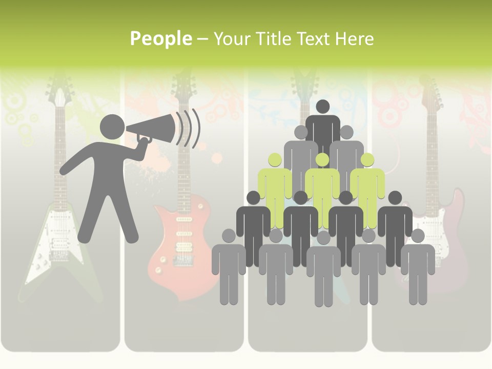 A Group Of Four Guitars With Different Colors PowerPoint Template