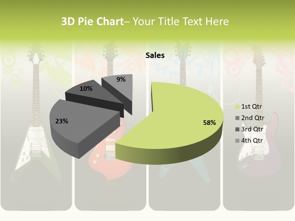 A Group Of Four Guitars With Different Colors PowerPoint Template