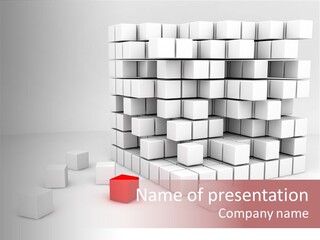 A Group Of White Cubes With A Red Box In The Middle PowerPoint Template