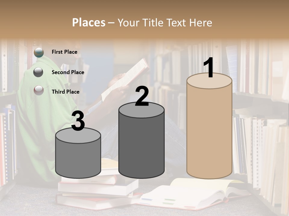 Bookshelf African Student PowerPoint Template