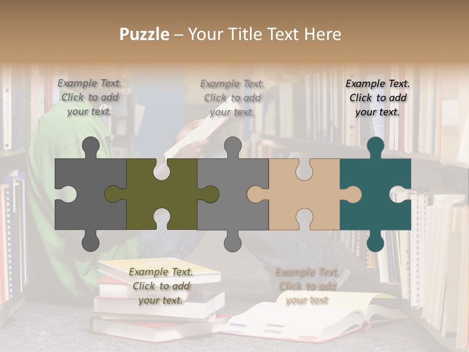 Bookshelf African Student PowerPoint Template